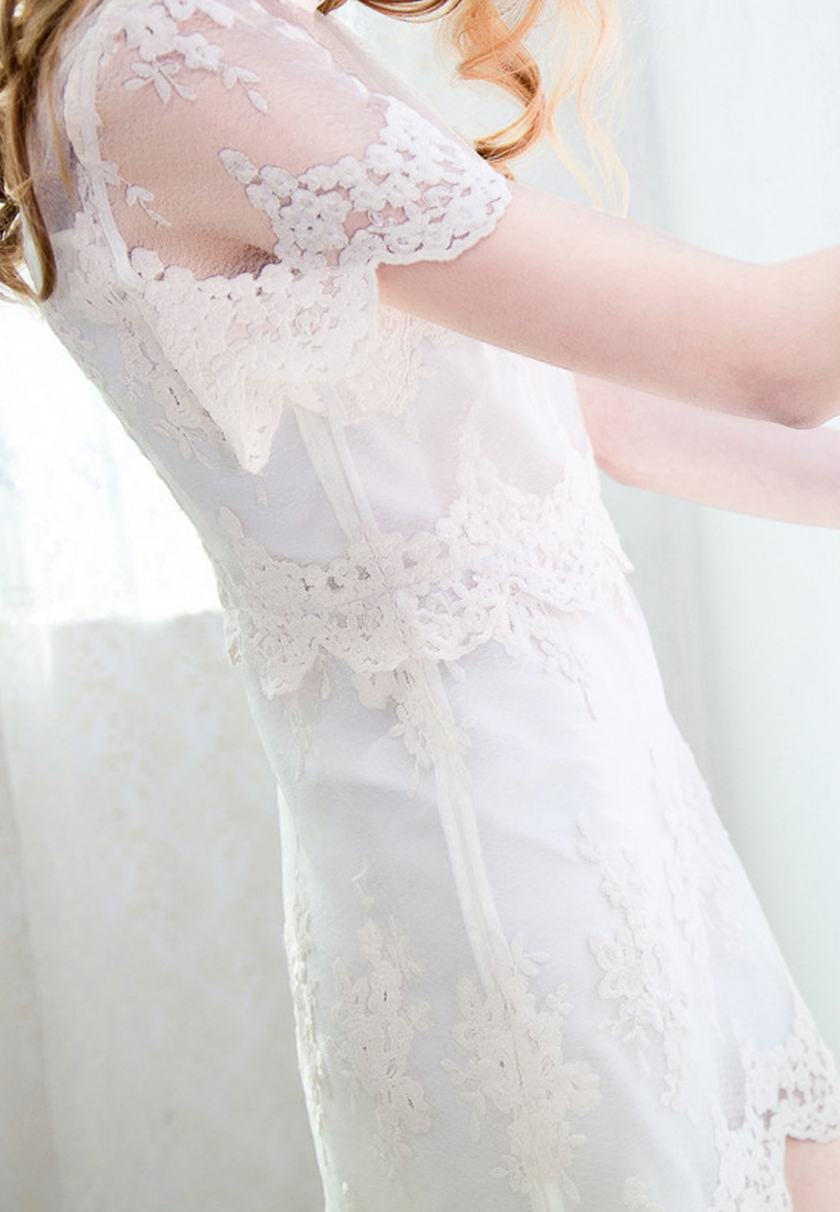 Super Sale Elegant White Lace Dress CA032161