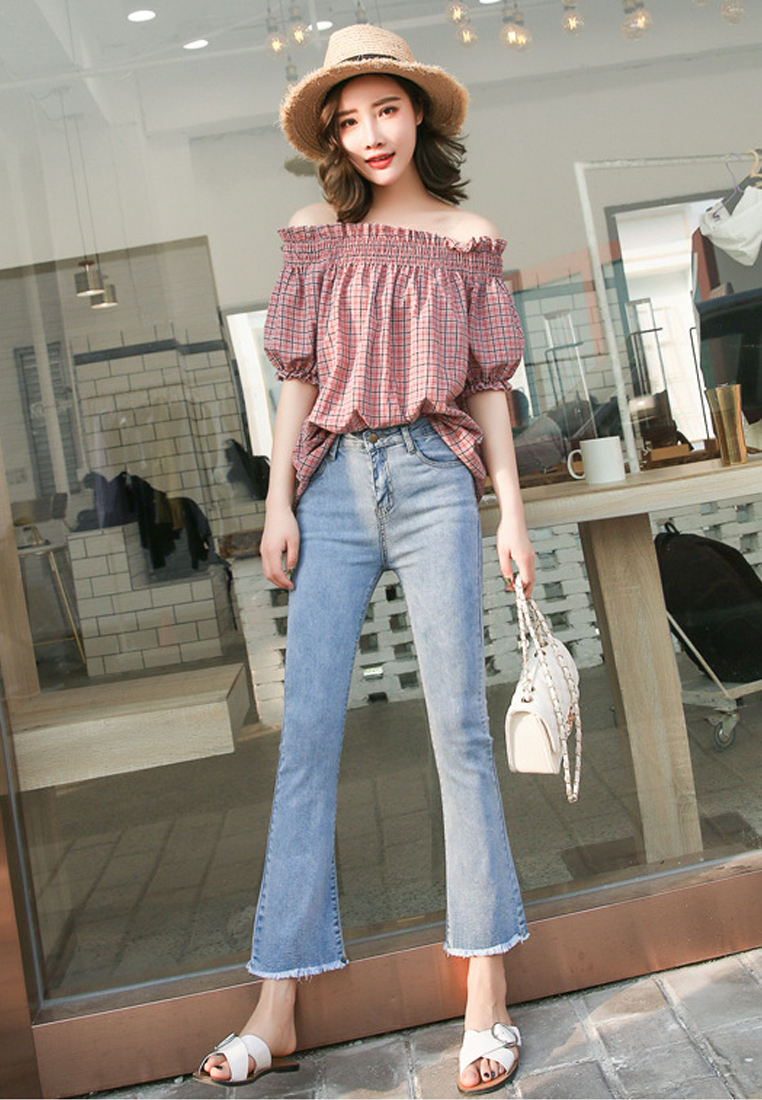--Fringe Flare Jeans CA032516LGBL