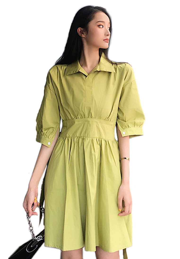 --Temperament New Tie-up Shirt Dress CA051602