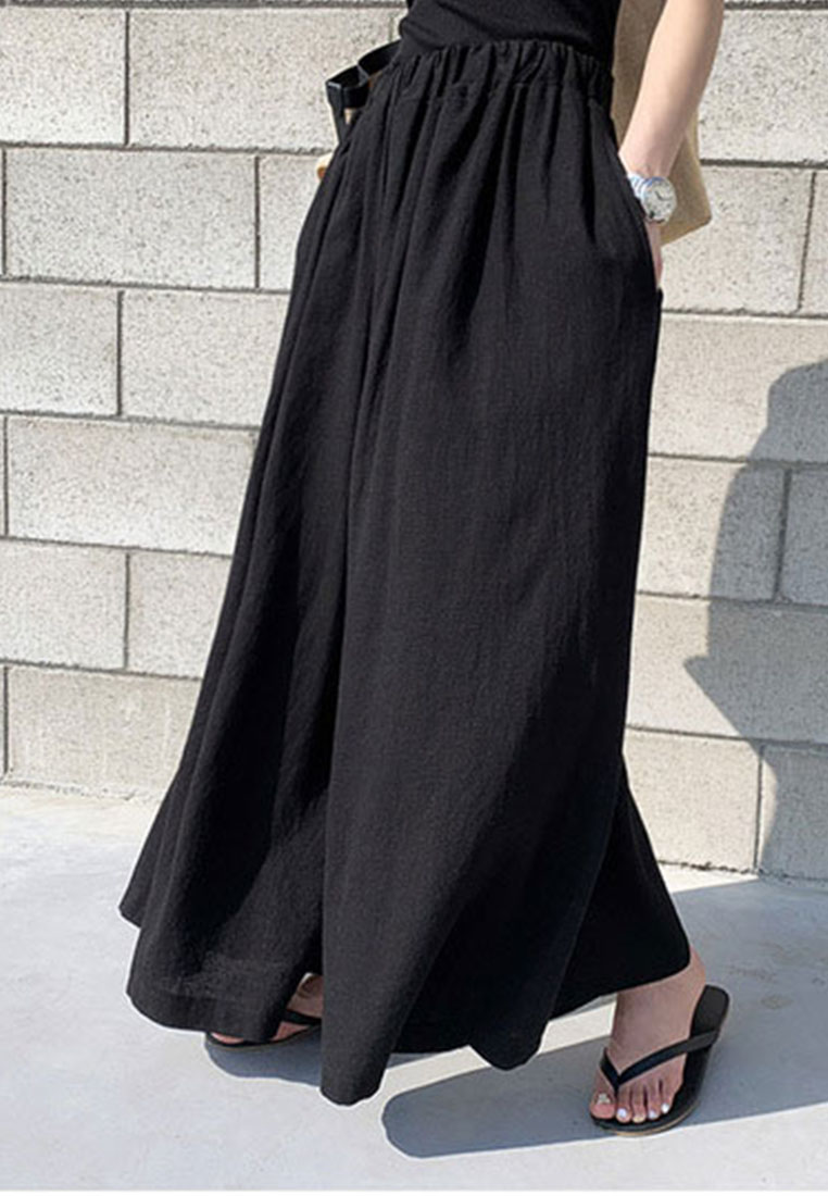--Cotton Hemp Wide Leg Pants CA052004BK