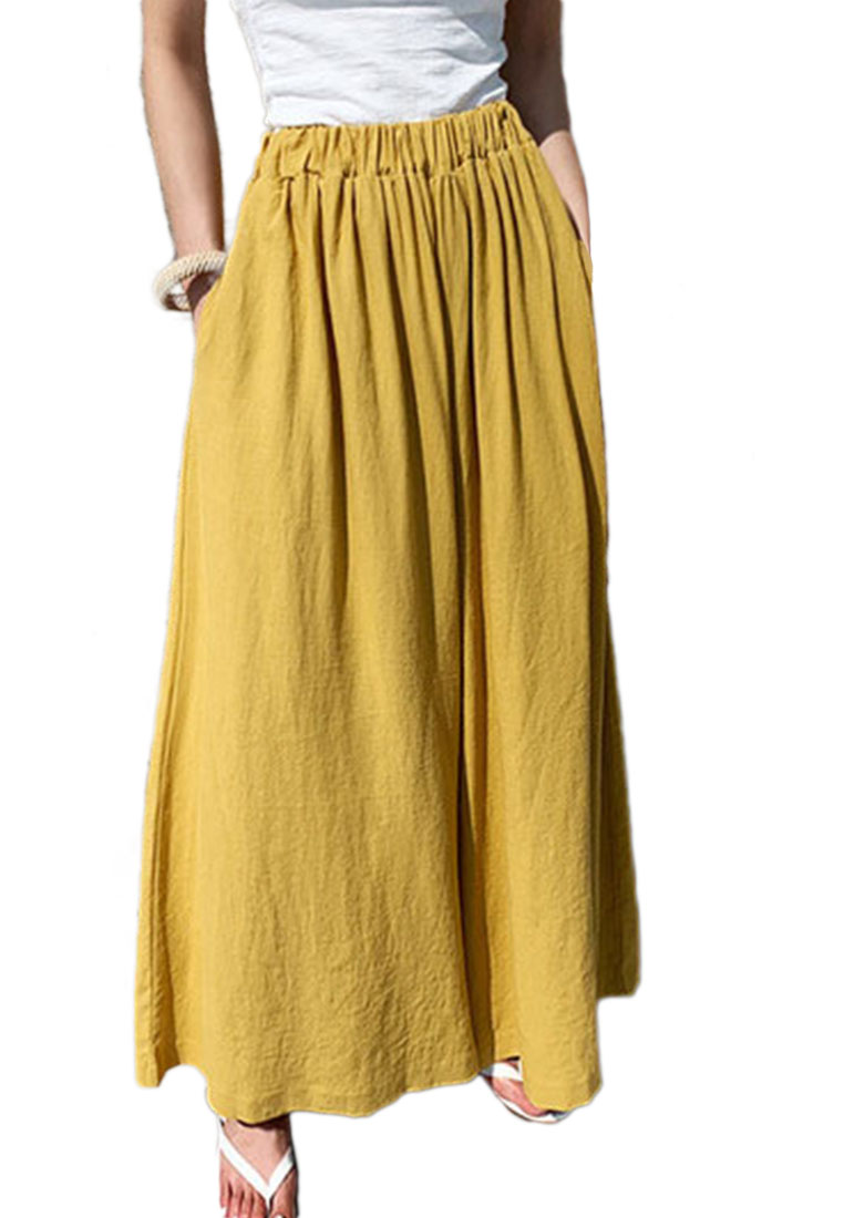 --Cotton Hemp Wide Leg Pants CA052004BK