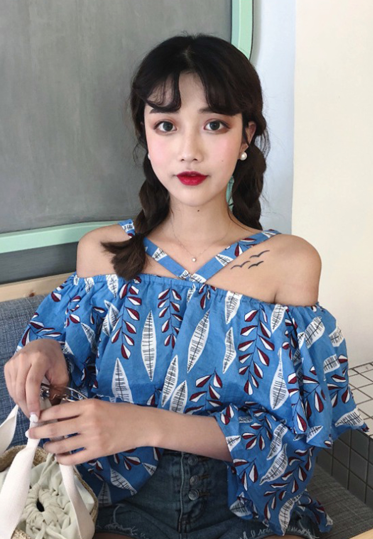 --New Yellow Patterned Halter CA0629016YE