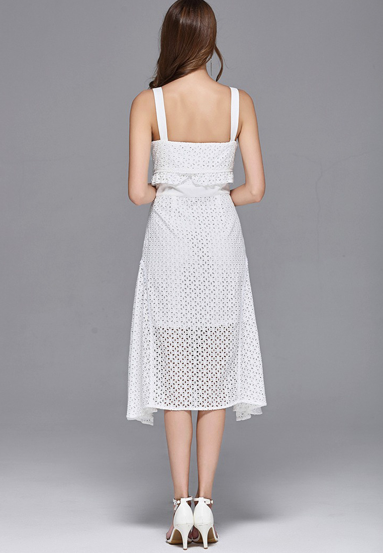 --White Broderie Anglaise One Piece Dress CA062925W