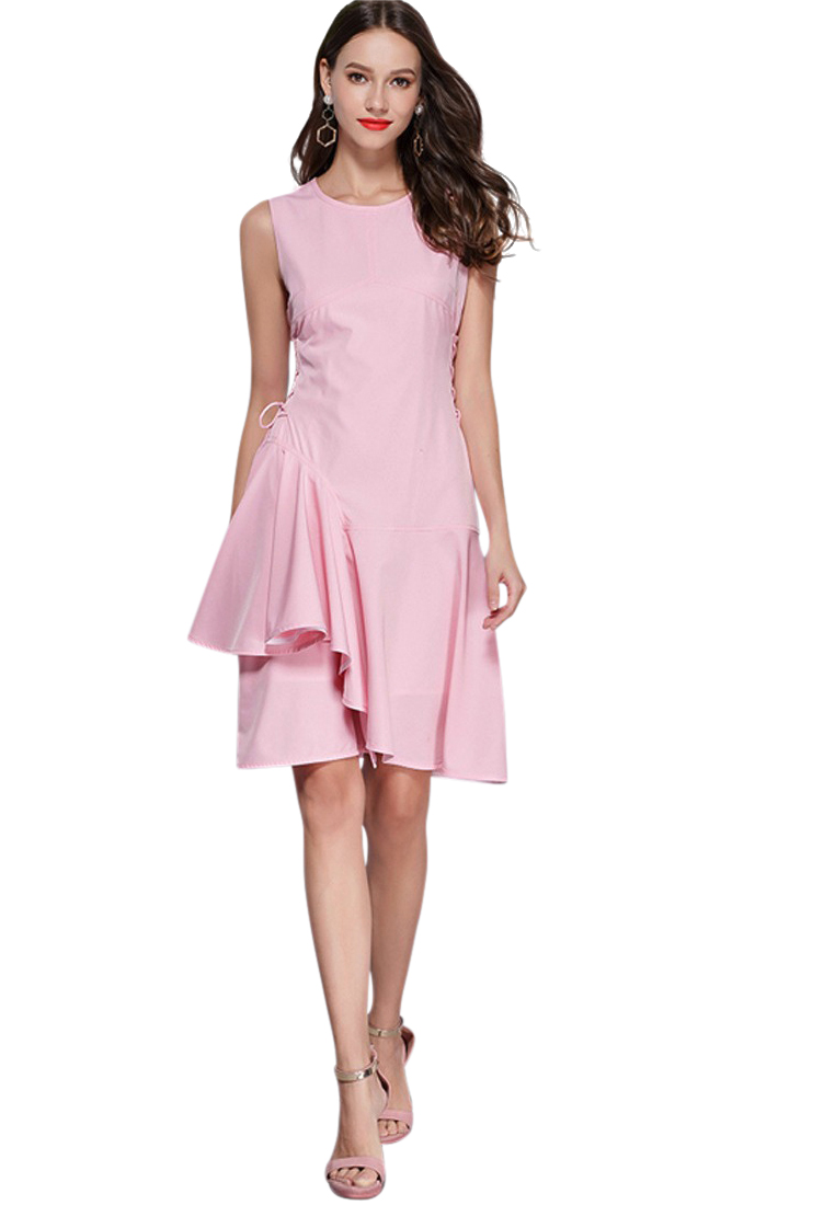 New Pink Sleeveless One Piece Dress CA071805