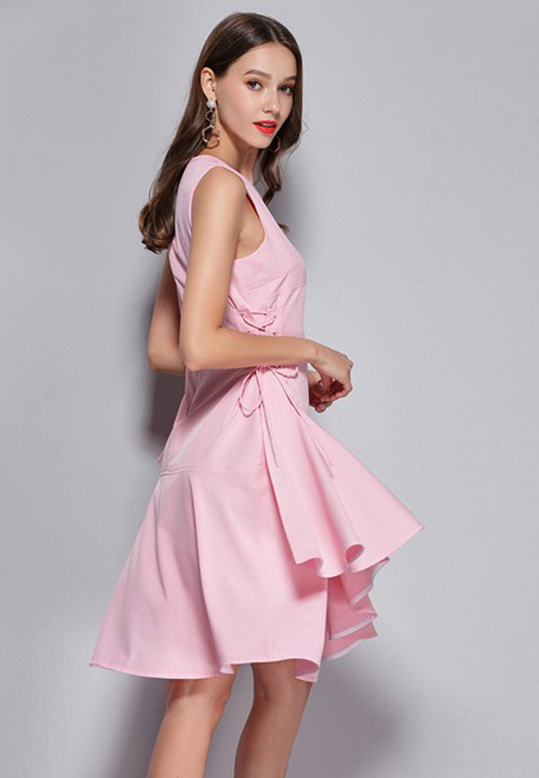 New Pink Sleeveless One Piece Dress CA071805