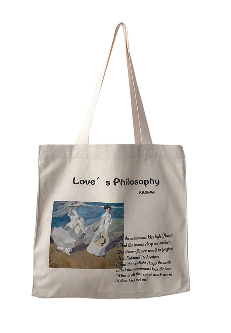 --Shelley's Poems Oil Painting Printed Canvas Handbag CA072922