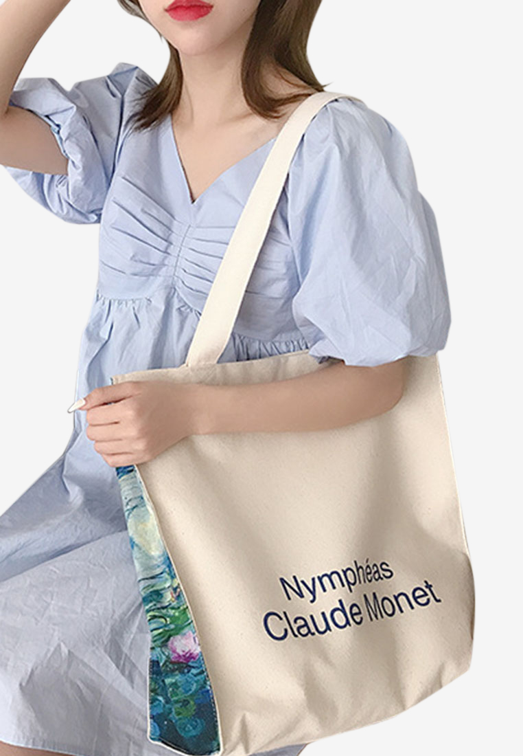 --Art Museum Oil Painting Printed Canvas Handbag CA072923