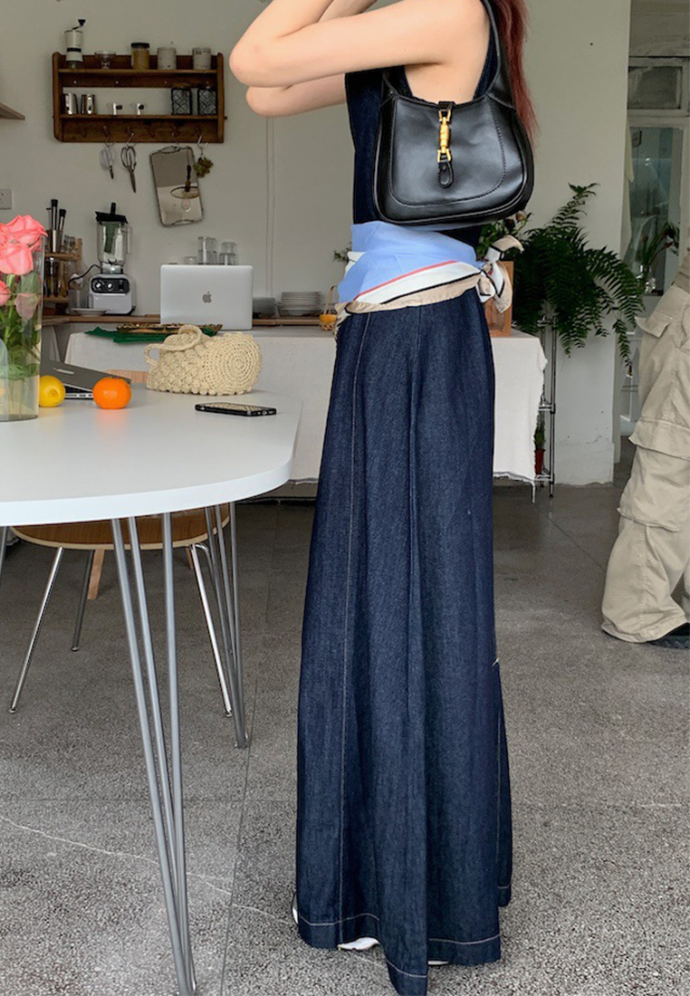 2023 New Wash Denim Tank Top Dress CA080715