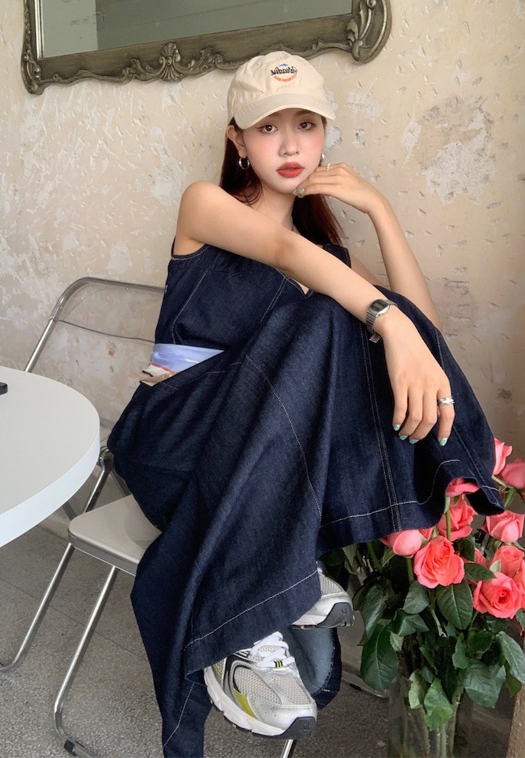 2023 New Wash Denim Tank Top Dress CA080715