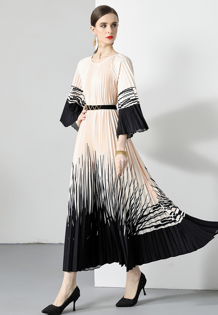 2023 Summer French Style Pleated Floral Print Dress CA080756