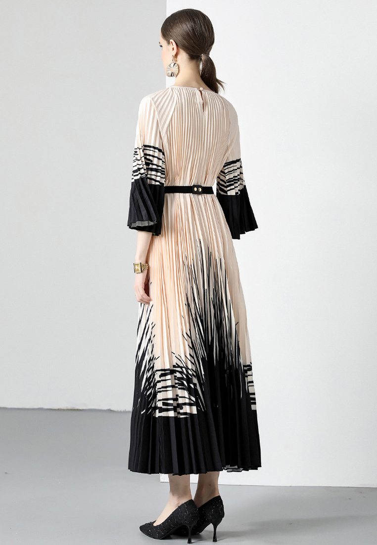 2023 Summer French Style Pleated Floral Print Dress CA080756