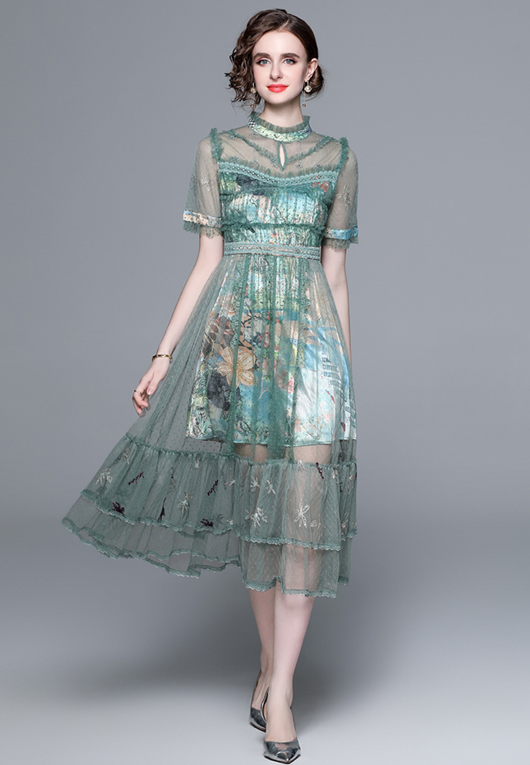 2023 New Mesh Embroidered Beaded Dress CA080761