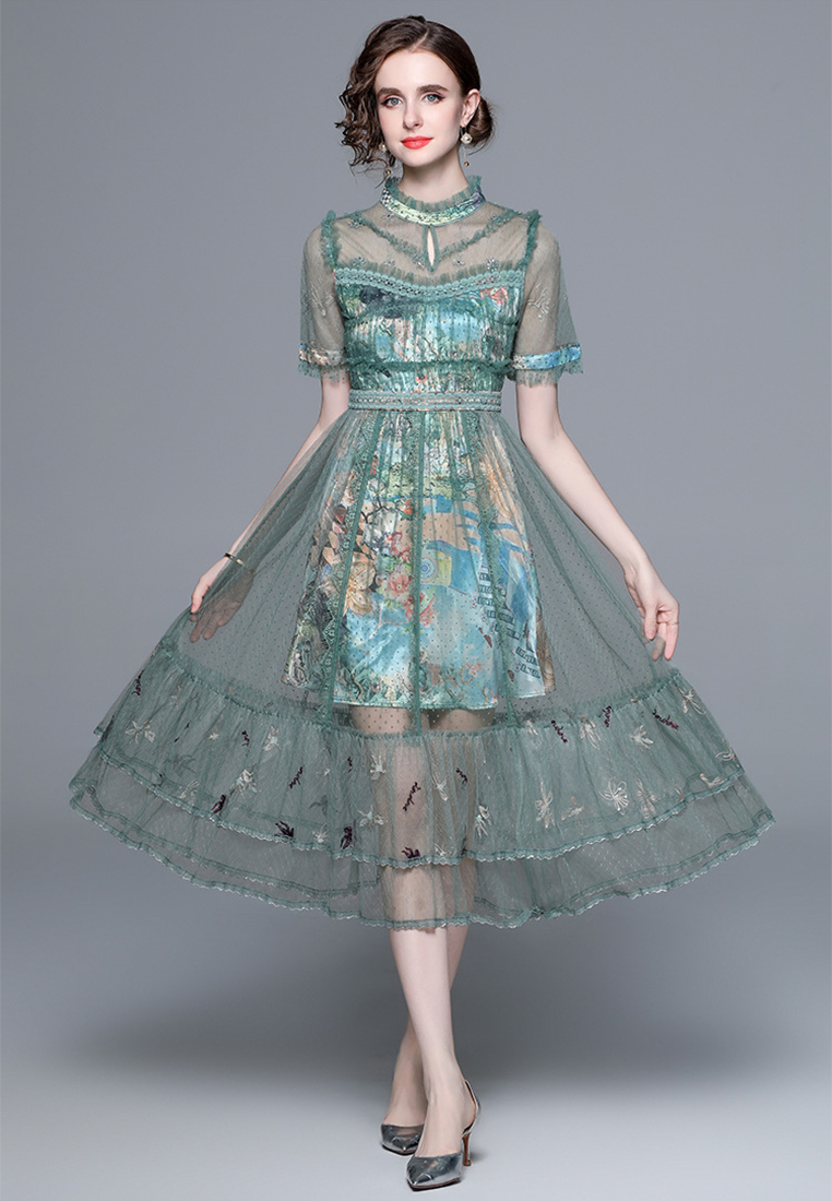 2023 New Mesh Embroidered Beaded Dress CA080761