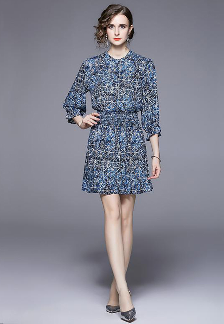 2023 New Fall Collection Printed French Effortless Dress CA081608