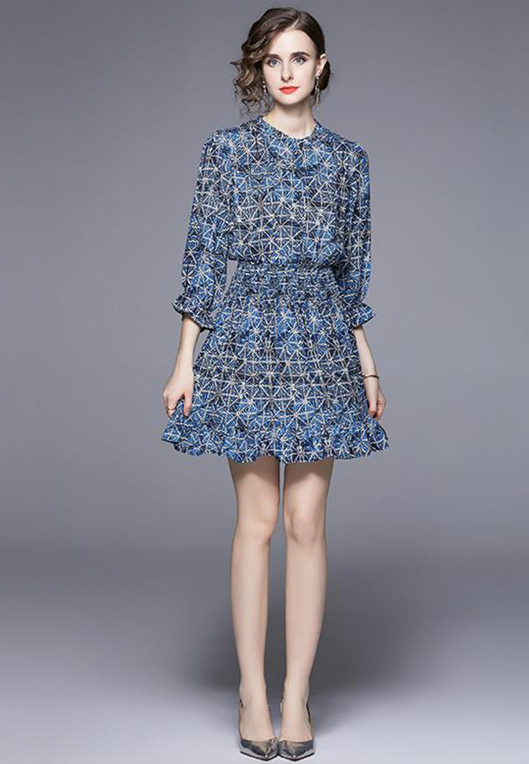 2023 New Fall Collection Printed French Effortless Dress CA081608