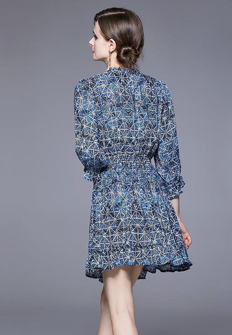 2023 New Fall Collection Printed French Effortless Dress CA081608