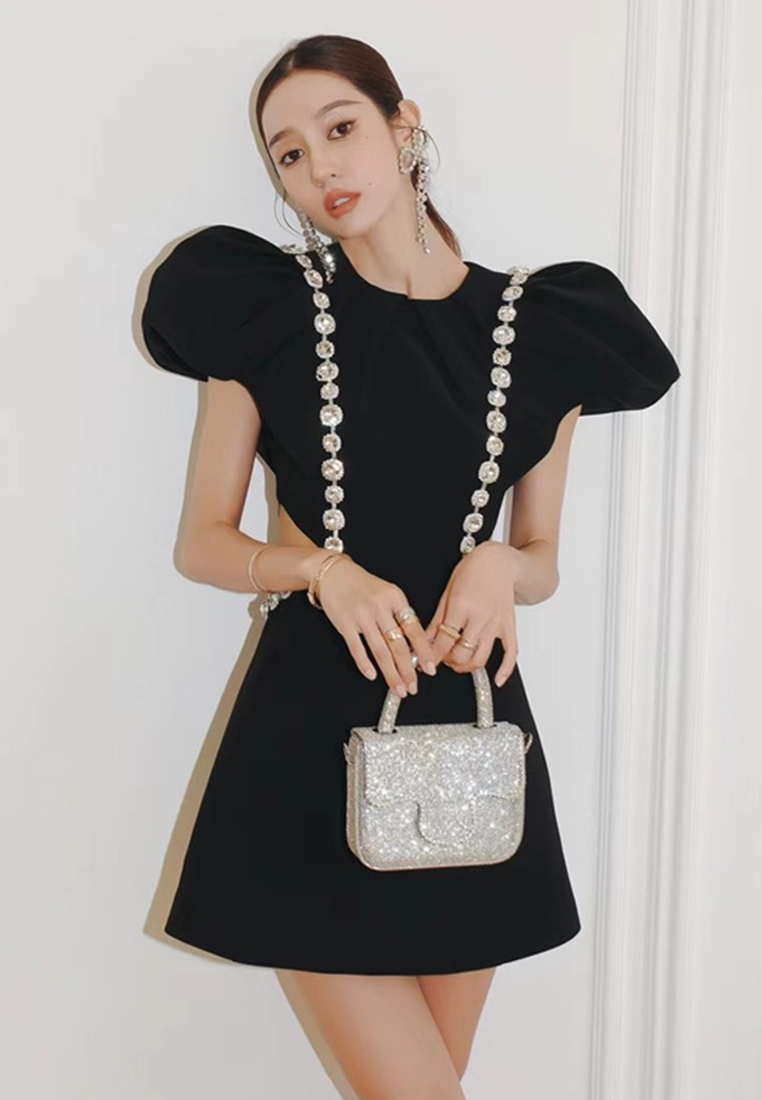 2023 Design Style Rhinestone Pearl Ruffle Dress CA081625