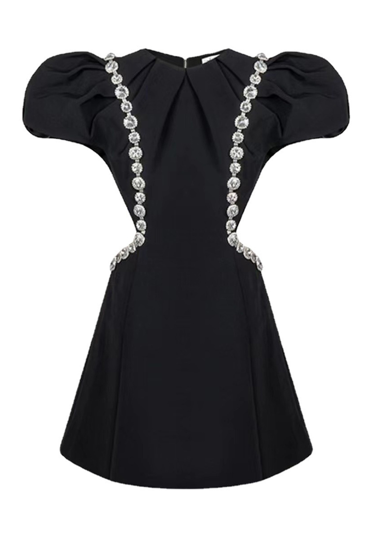 2023 Design Style Rhinestone Pearl Ruffle Dress CA081625