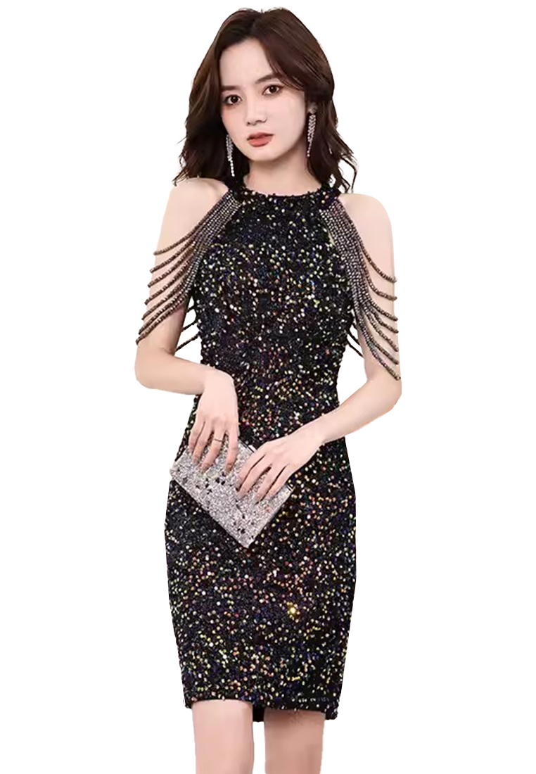 2023 Fashionable Sexy Crystal Sequin Fringe Dress CA081626