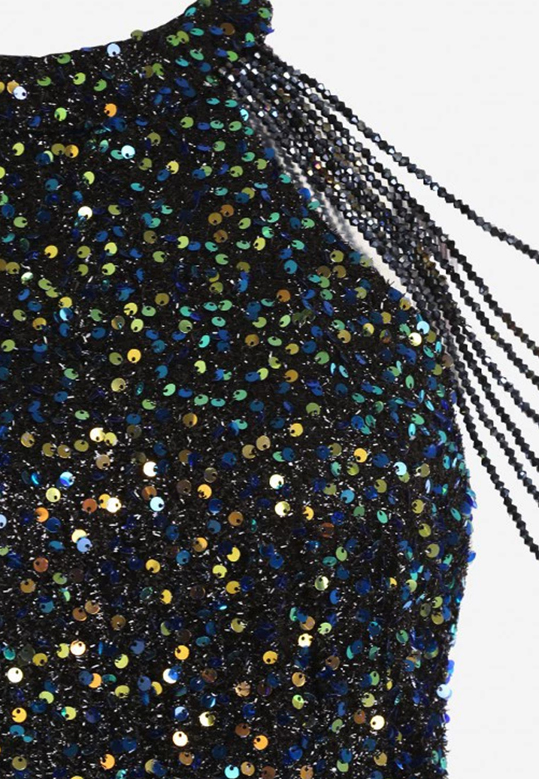 2023 Fashionable Sexy Crystal Sequin Fringe Dress CA081626