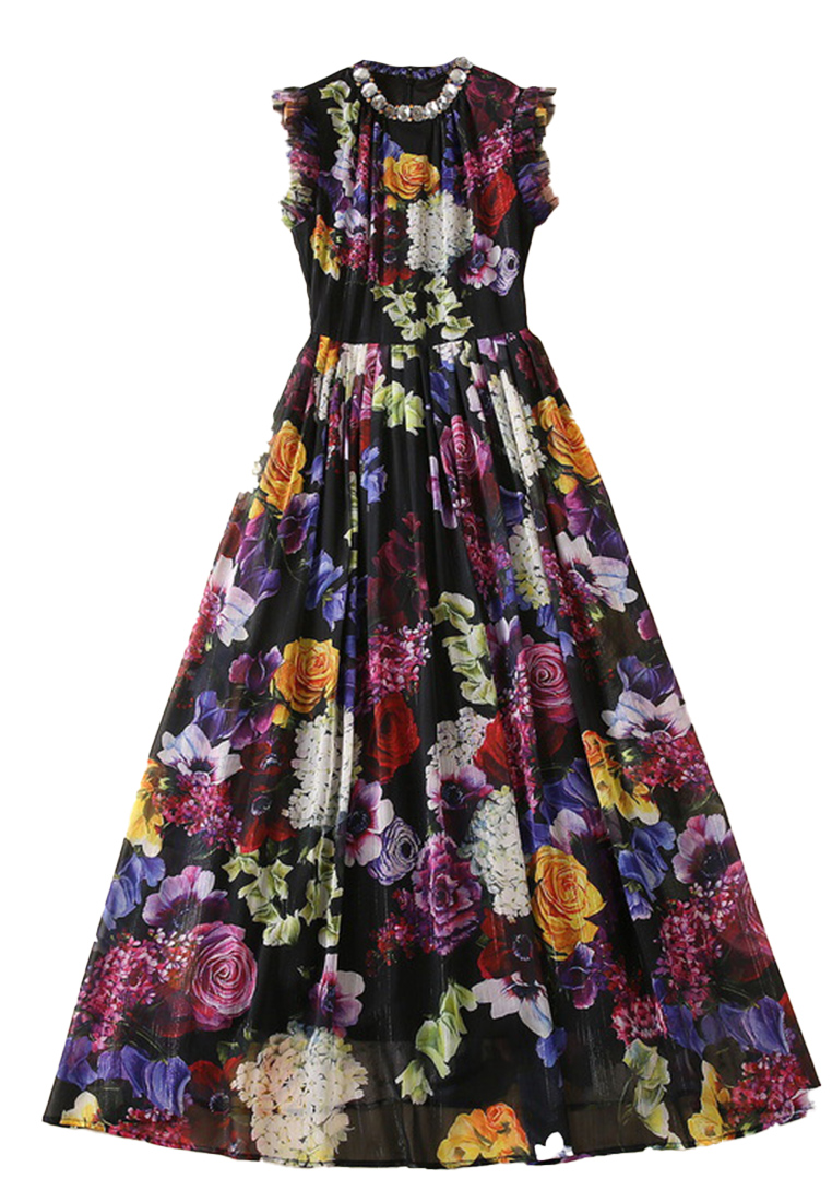 Summer New Pleated Shiny Chiffon Dress CA081634