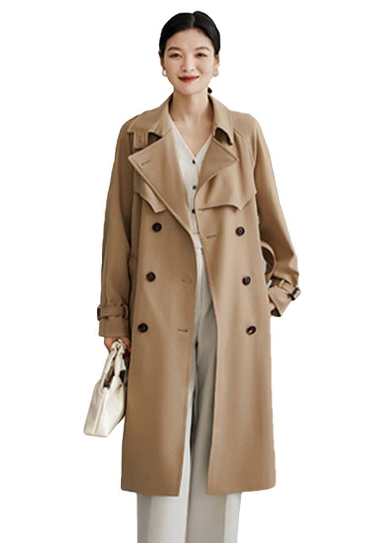 Korean high end sense draped mid length trench coat luxury quality CA090805BE