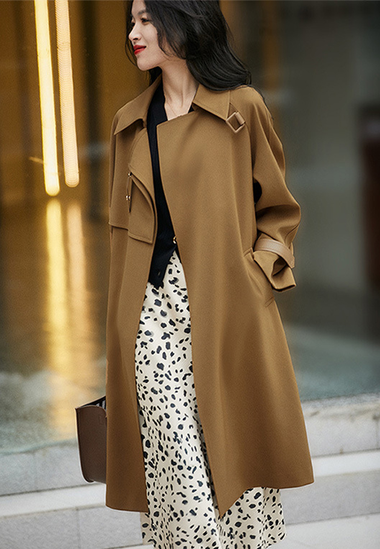 Premium drape  medium length trench coat luxury quality CA090808