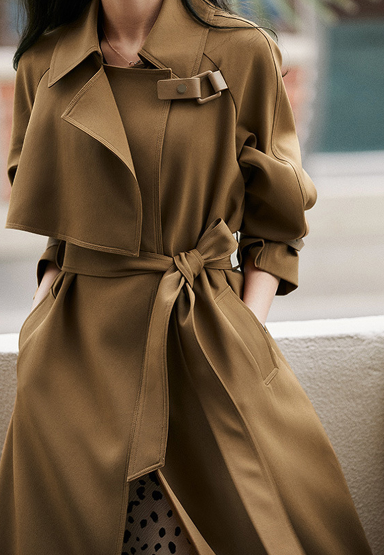 Premium drape medium length trench coat luxury quality CA090808