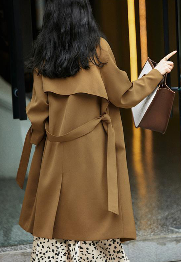 Premium drape  medium length trench coat luxury quality CA090808