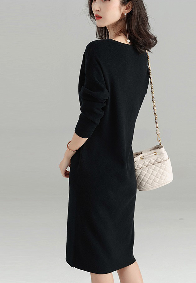 --Long Sleeves Tunic Dress CA091807BK