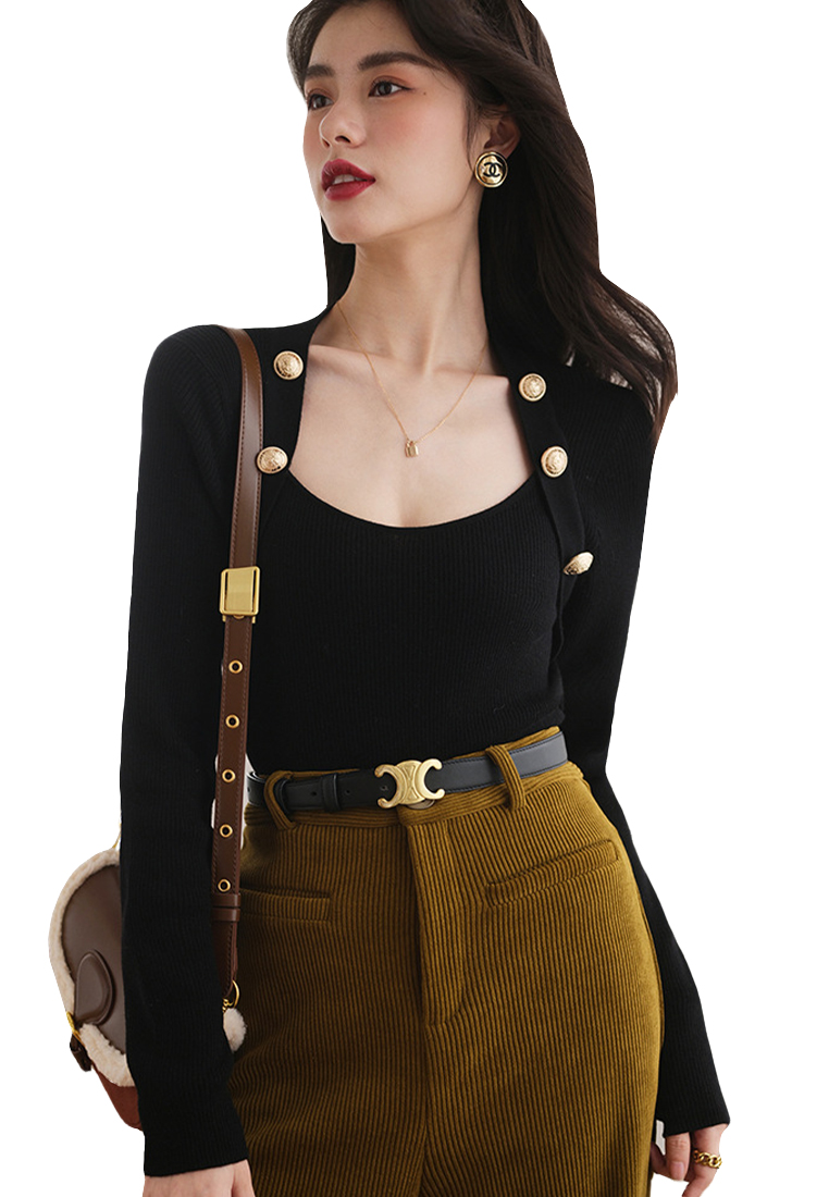 Wool Blended Retro Design Knitted Bottom Shirt CA092611