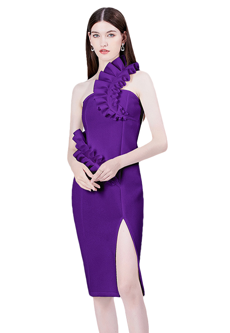 Sensual Singl Shoulder 3D Floral Evening Dress CA092631PU