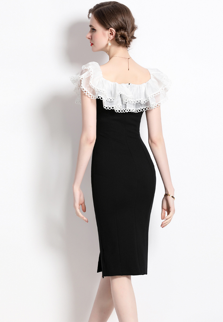 French party dress summer slit dress CA100518