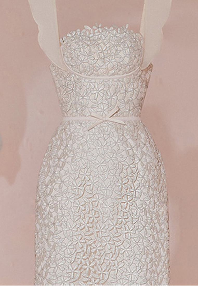 French sleeveless crochet embroidery gown dress CA100535