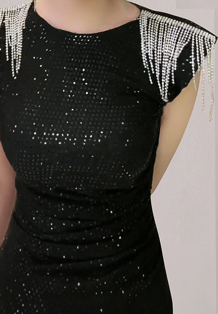 French style fashionable sequined slit dress CA100542