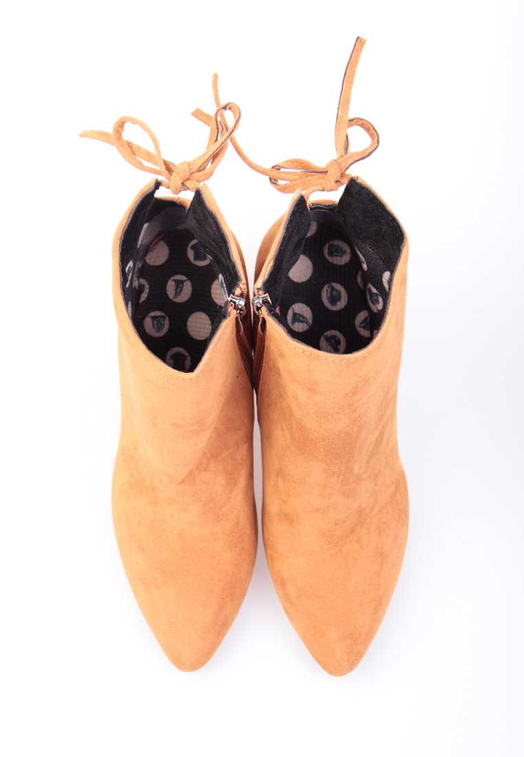 --Velvet Leather High - Heeled Ankle Boots CA101310BW