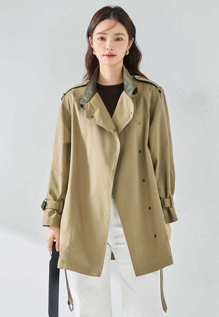 Stand collar British style commuting luxury quality windbreaker CA101911