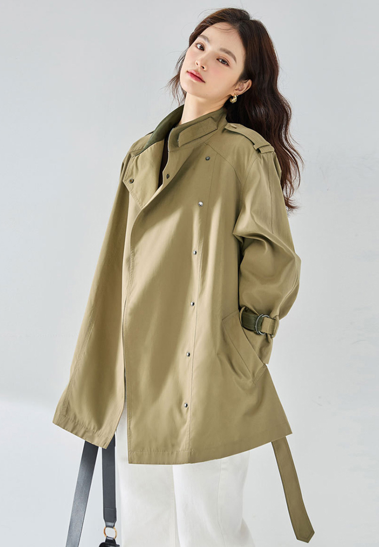 Stand collar British style commuting luxury quality windbreaker CA101911