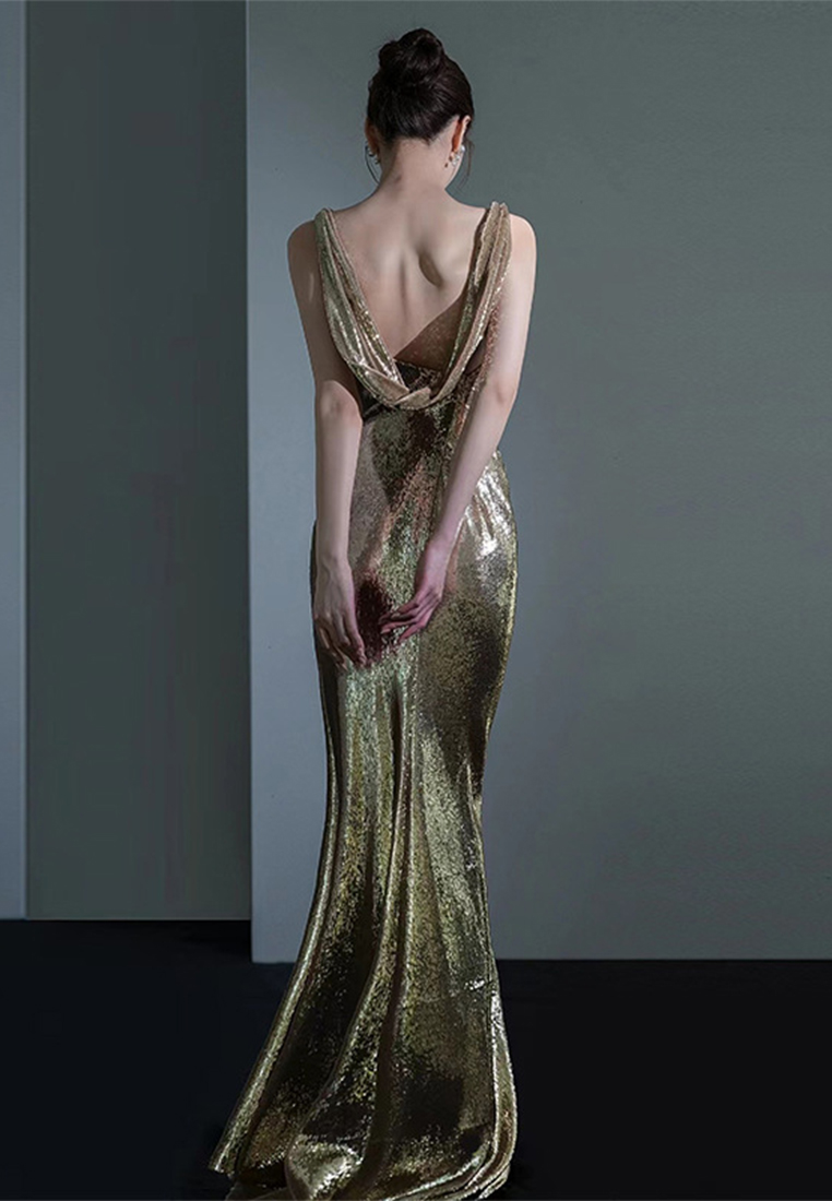 Fashionable Elegant sequined fishtail evening dress CA110601