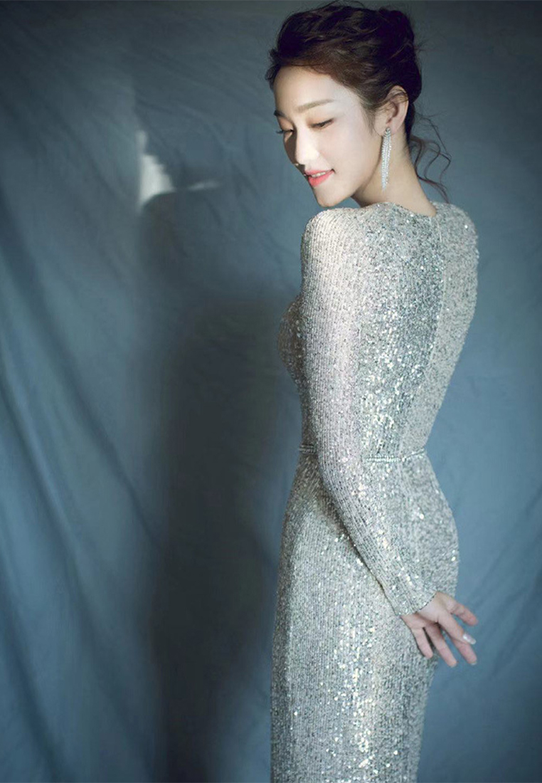 Fashion sequined party dress fishtail long dress CA110604