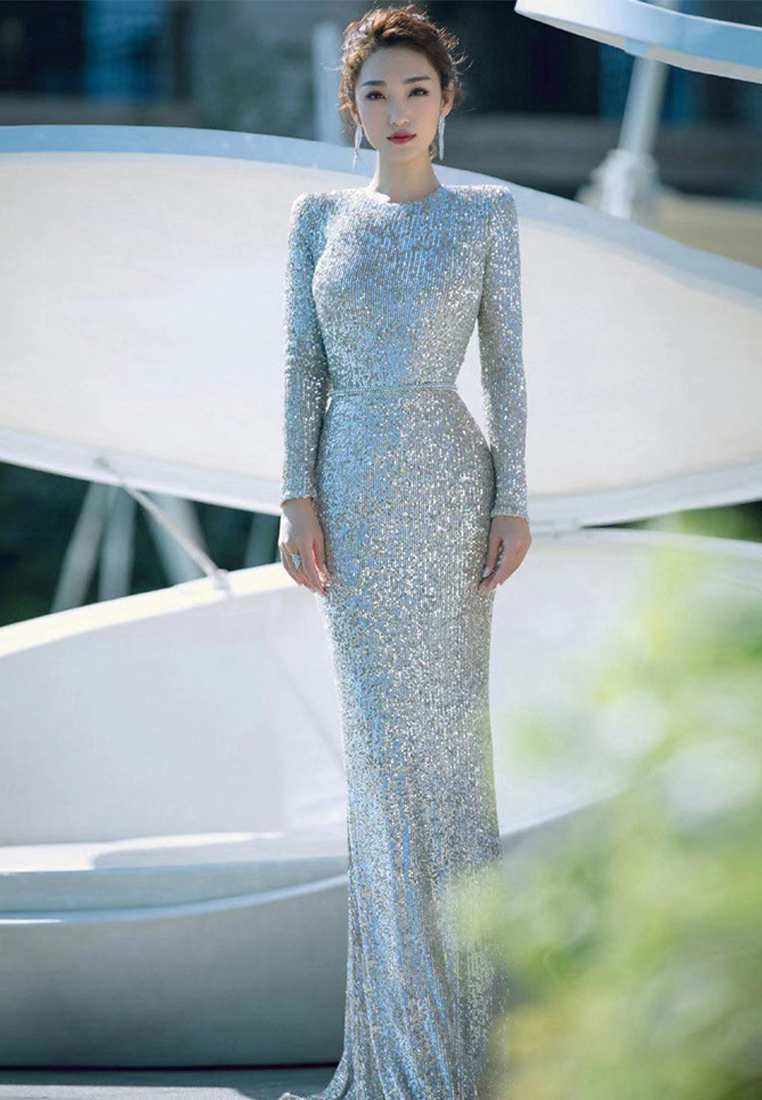 Fashion sequined party dress fishtail long dress CA110604