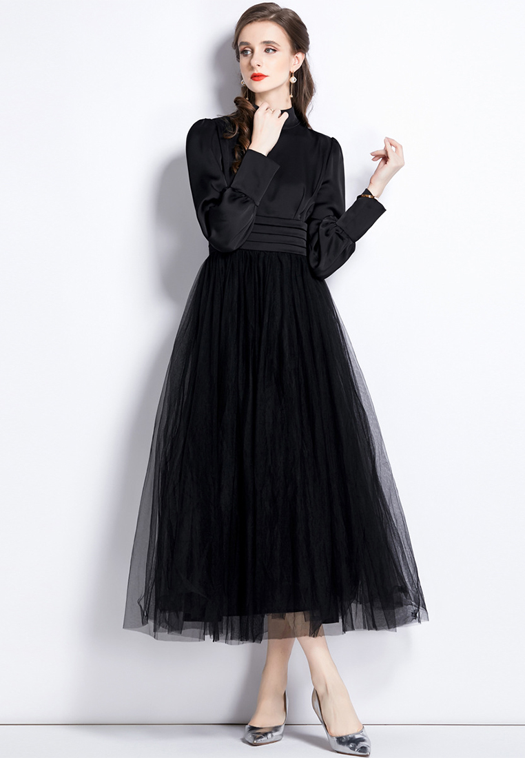 Mesh canopy umbrella skirt long sleeve bridal toast dress CA110606