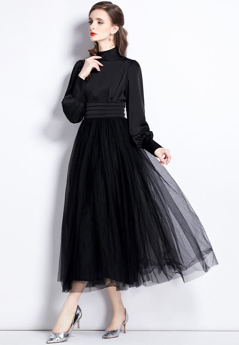 Mesh canopy umbrella skirt long sleeve bridal toast dress CA110606