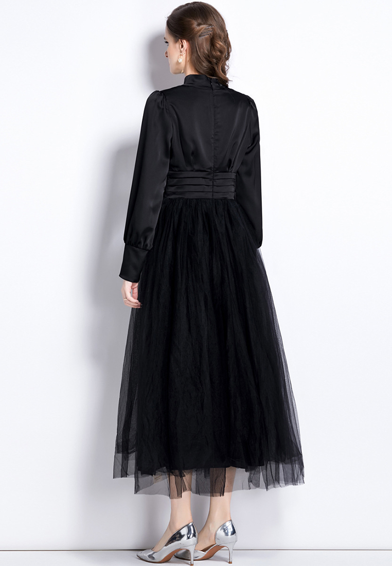 Mesh canopy umbrella skirt long sleeve bridal toast dress CA110606