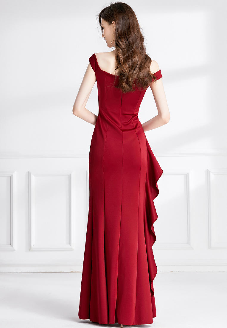 Light luxury quality red fishtail skirt bridal toast dress CA110607