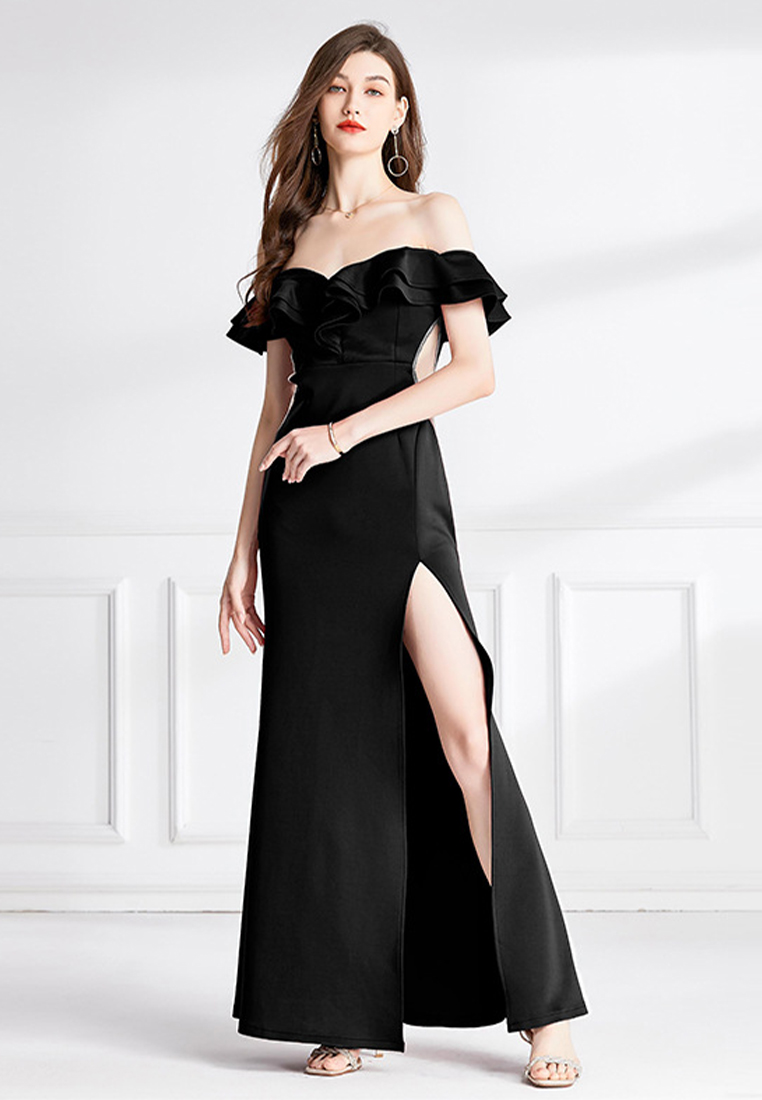 Elegant evening dress ruffled tube top dress CA110608