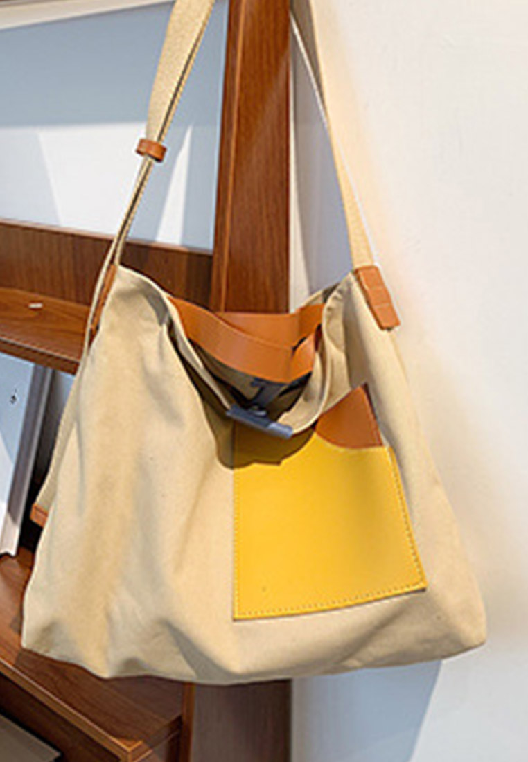 Versatile Casual Patchwork Canvas Diagonal Bag CA22021624W