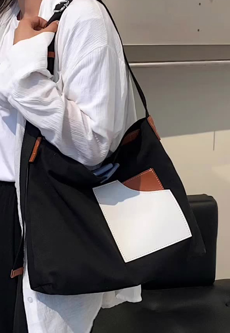 Versatile Casual Patchwork Canvas Diagonal Bag CA22021624W