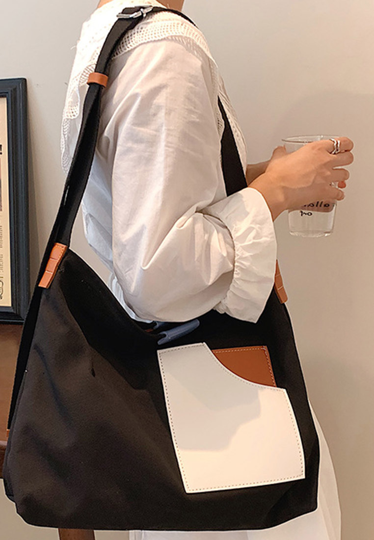 Versatile Casual Patchwork Canvas Diagonal Bag CA22021624W