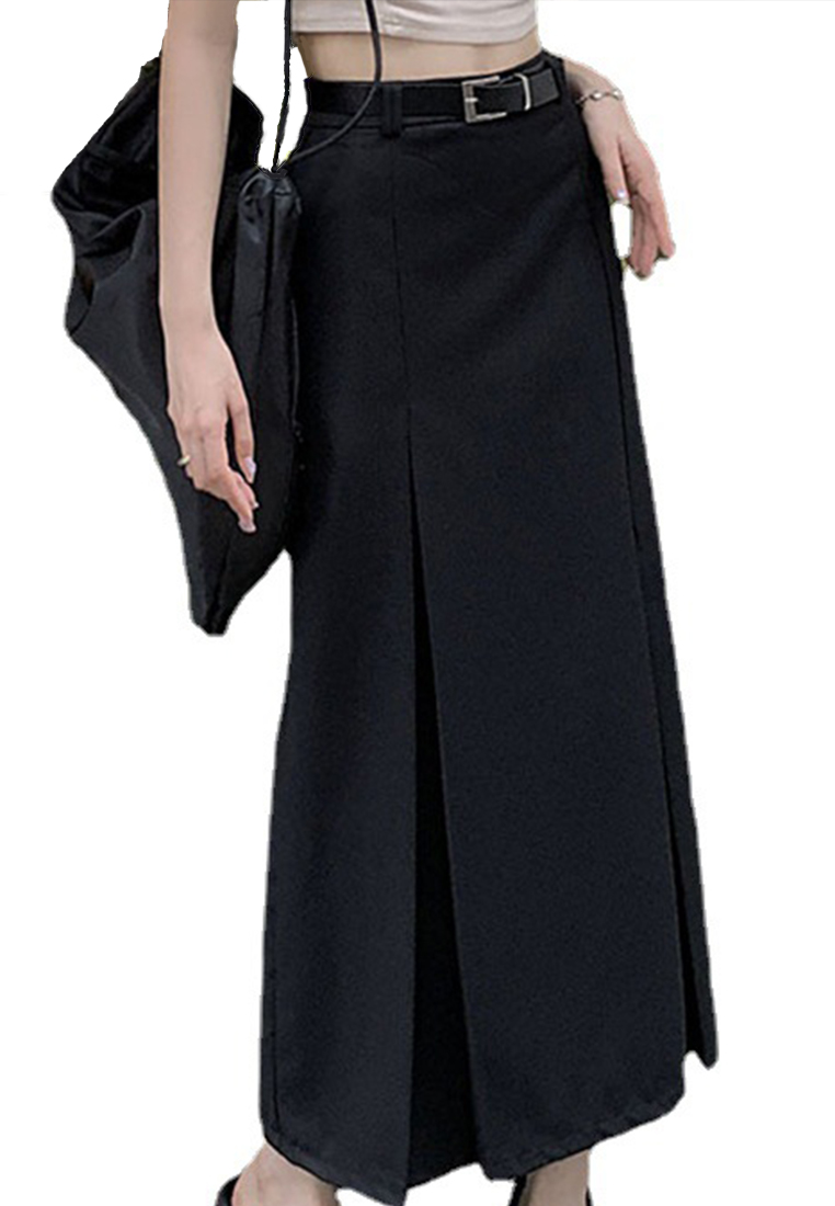 2023 American Retro High Waist Slimming A-Line Waist Belt Skirt CA23032125GY